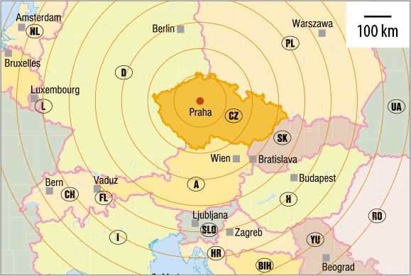 Skalní města na mapě střední Evropy